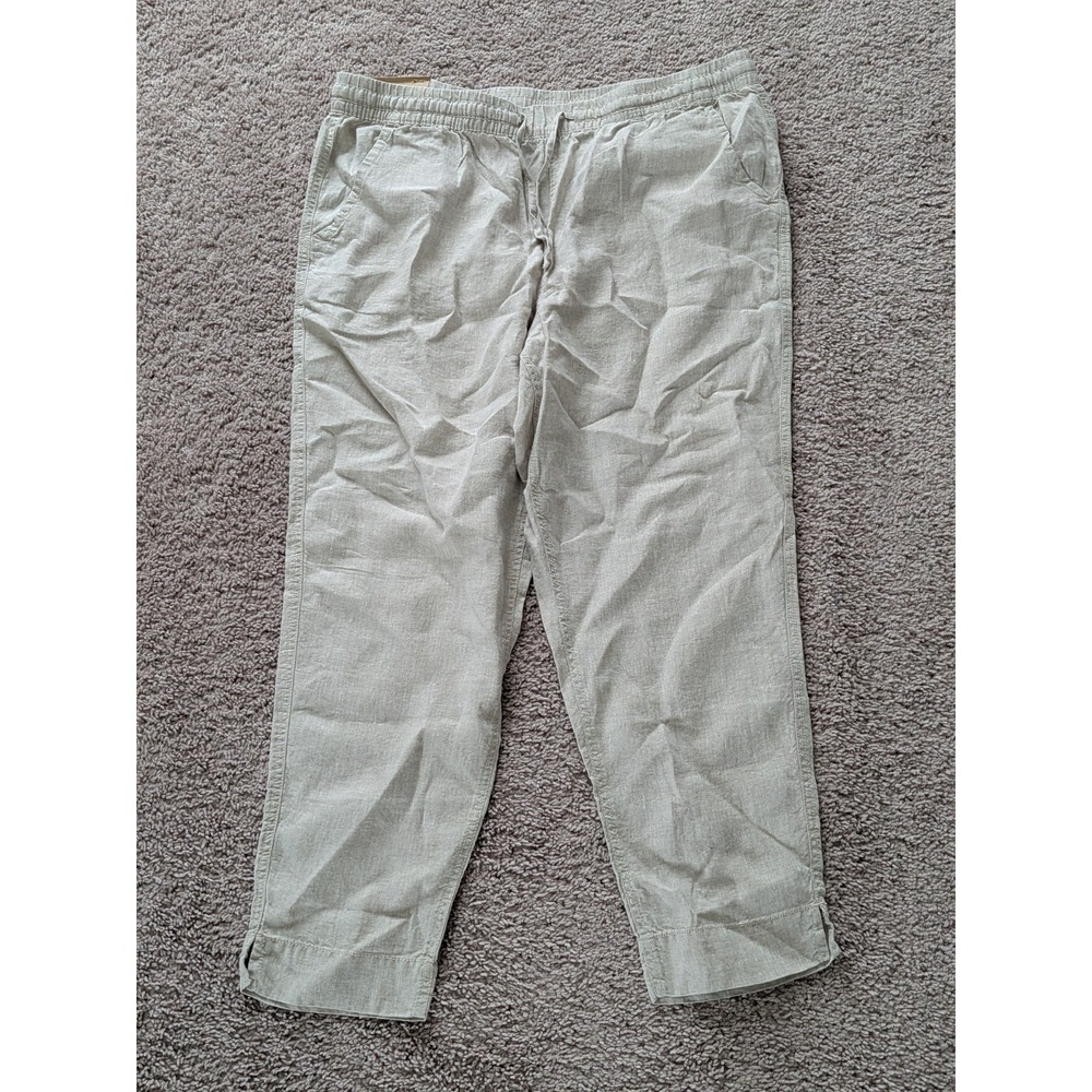 LL Bean Premium Breezy Pull On Linen Ankle Pants Womens 16R (Fits 36x26) NWT
